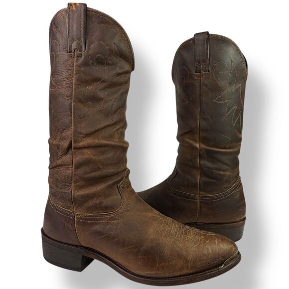 Durango Western Cowboy Boots Crumpled Distressed Soft Brown Leather Men’s 11 D - Picture 2 of 11